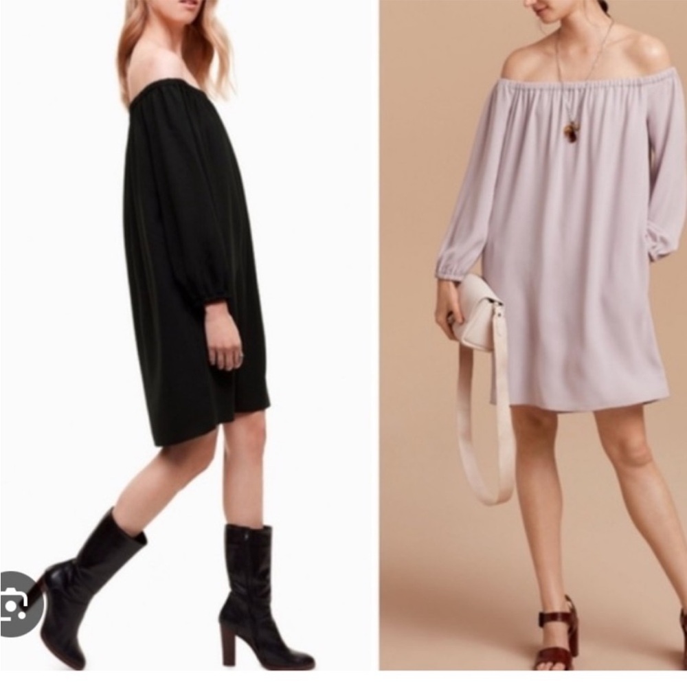 ❤️Wilfred Black Off The Shoulder Date Night Knee Length Long Sleeve Dress - Picture 2 of 5
